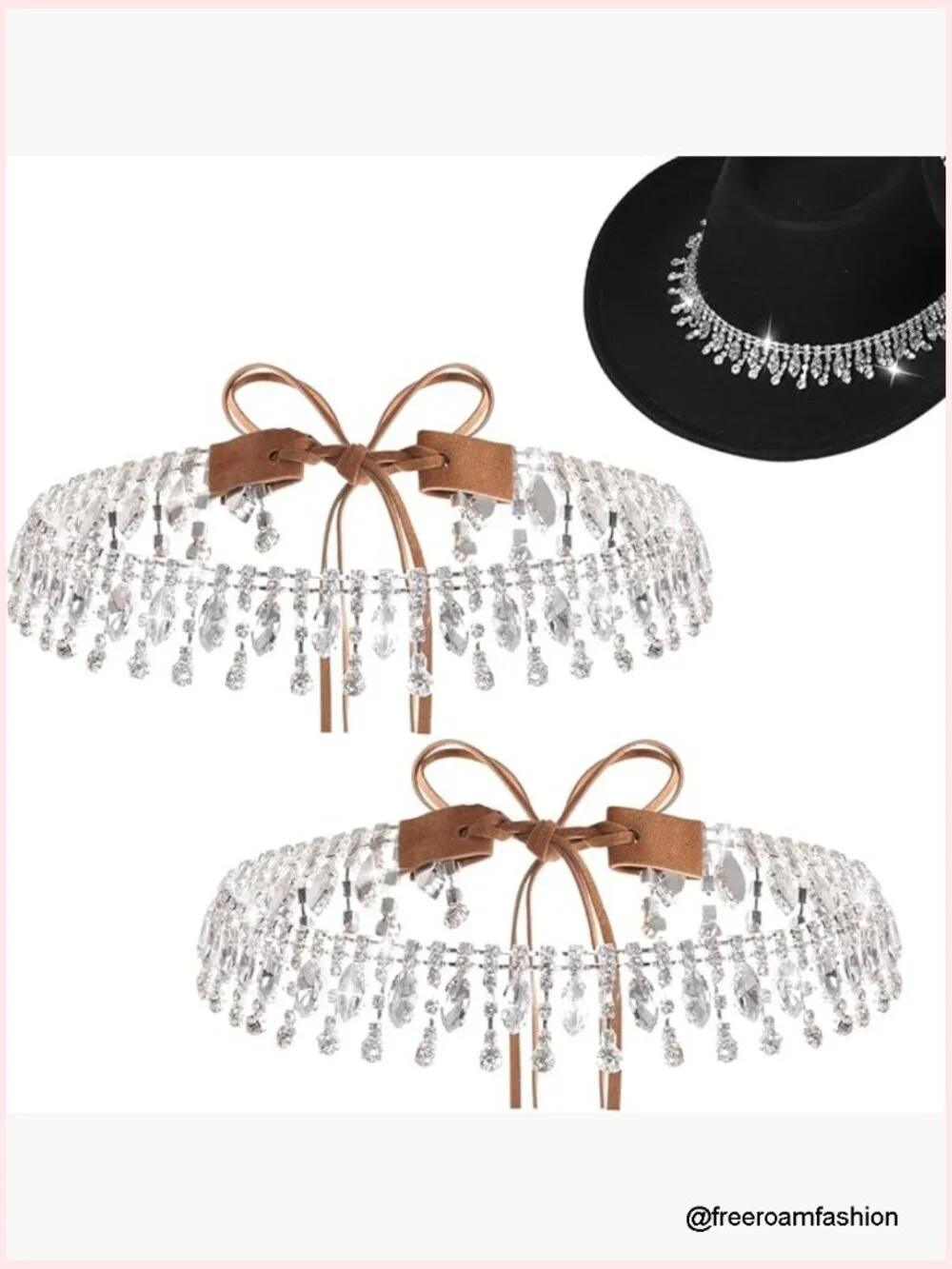 Rhinestone Cowboy Hat Band Adjustable Western Hat Accessories for Party